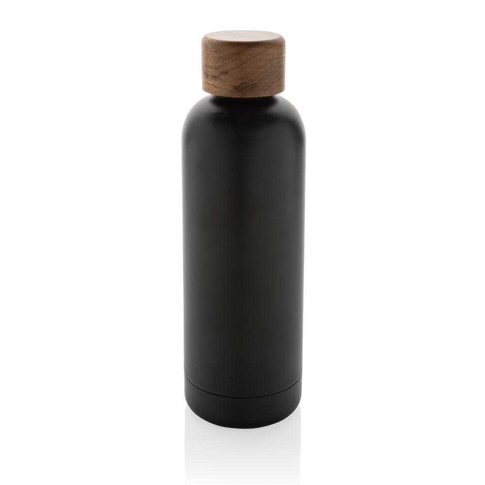 Wood RCS-gecertificeerde gerecycled rvs vacuümfles - bedrukt of onbedrukt verkrijgbaar - zwart (± PMS Black)