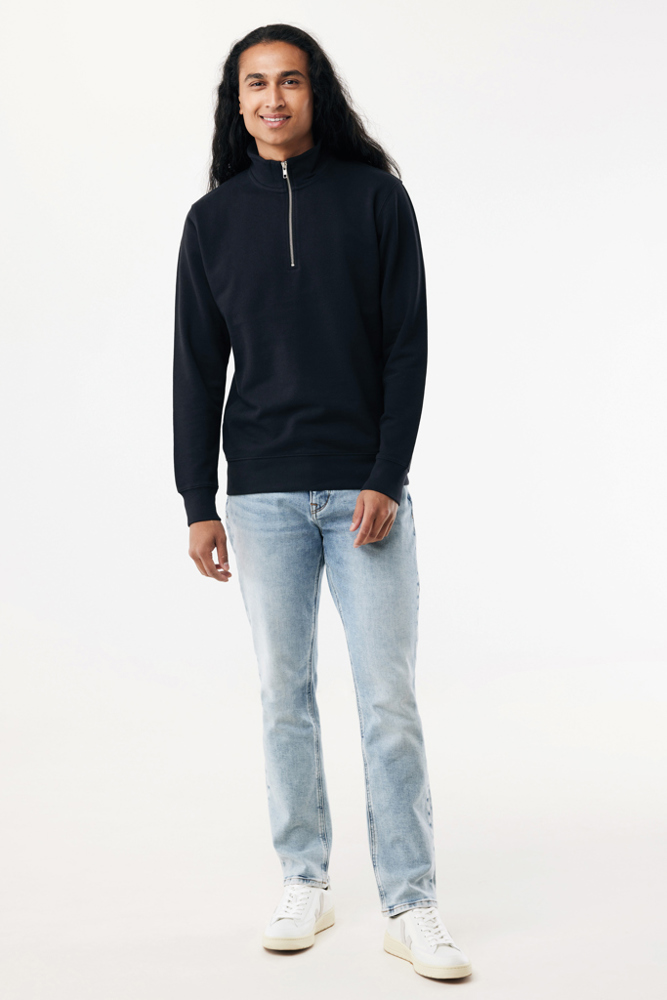 IQONIQ Elgon gerecycled katoen sweater met kwartritssluiting