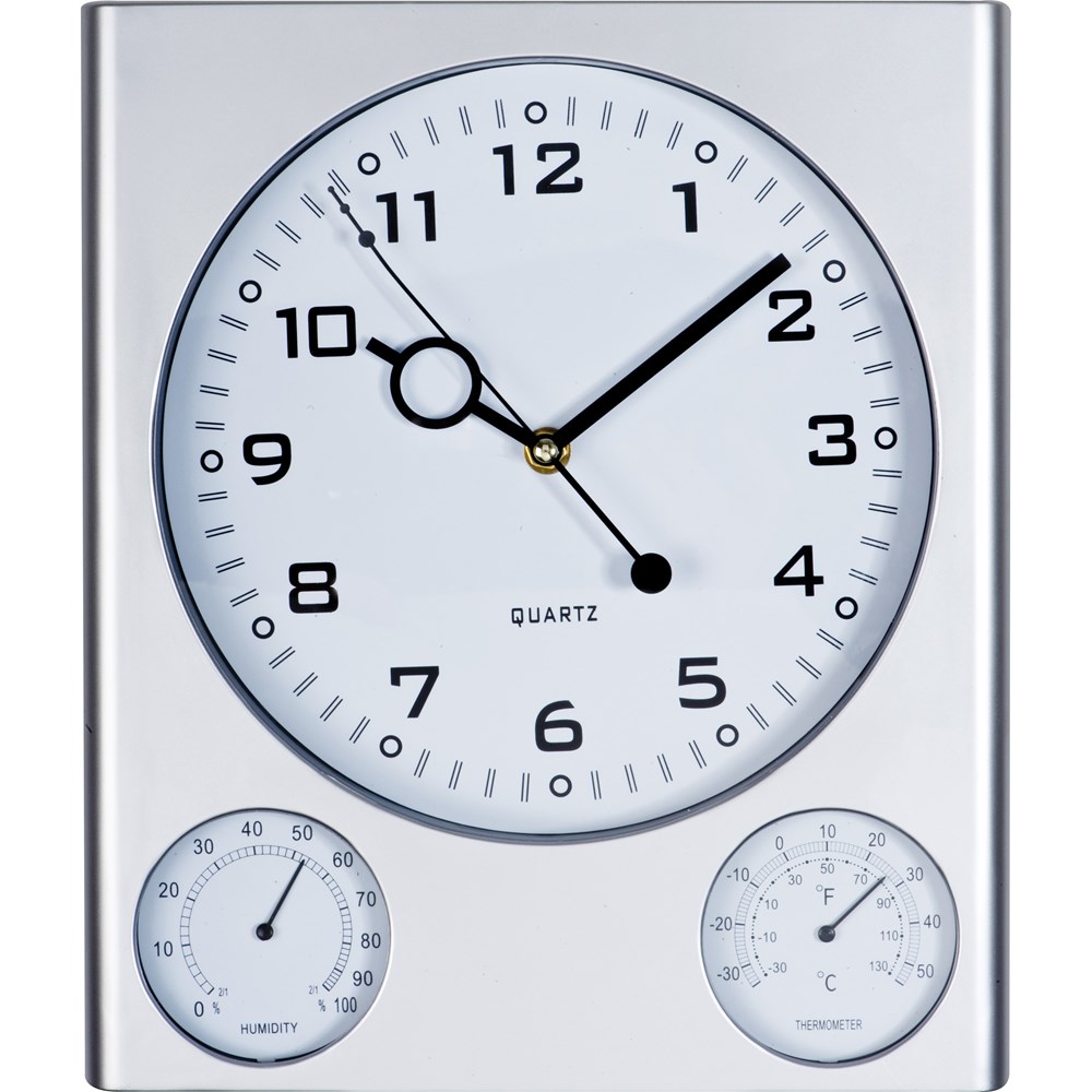 Wandklok met thermometer en hygrometer - voor bedrijven en relatiegeschenken