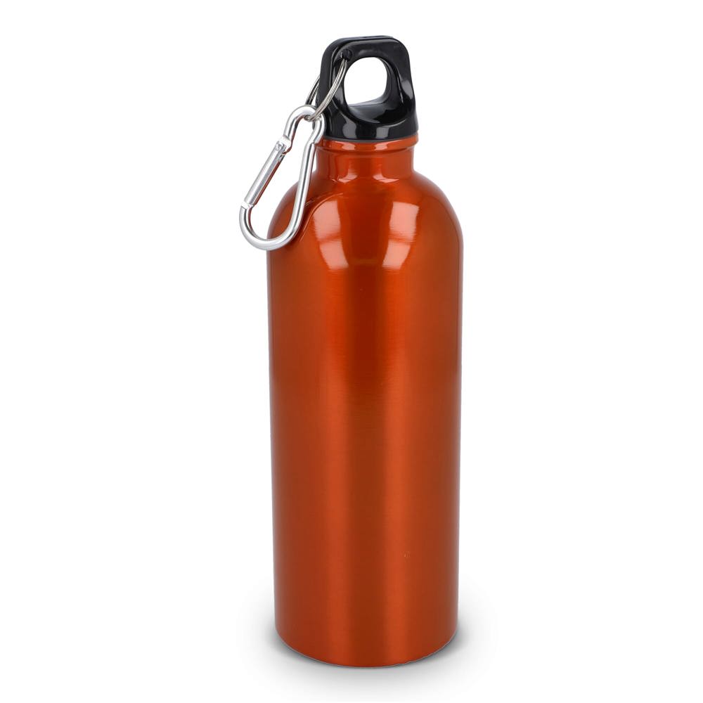 Gerecycled RVS Enkelwandige fles met Karabijnhaak 500ml - bedrukt of onbedrukt verkrijgbaar - oranje