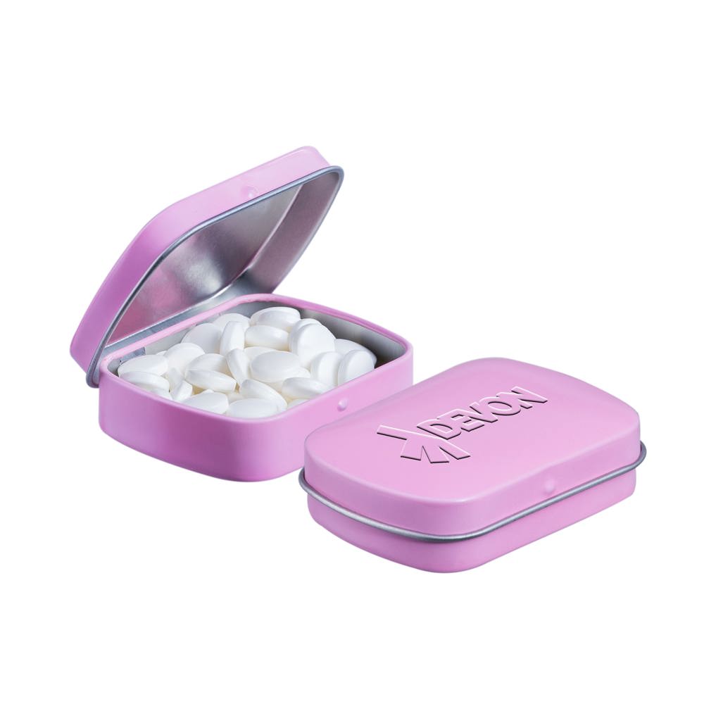 Mini scharnierblikje embossing - bedrukt of onbedrukt verkrijgbaar - roze