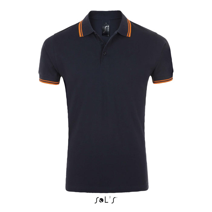 PASADENA MEN - PASADENA HEREN POLO 200 - met logo of onbedrukt bestellen - Frans Marine/neon Oranje