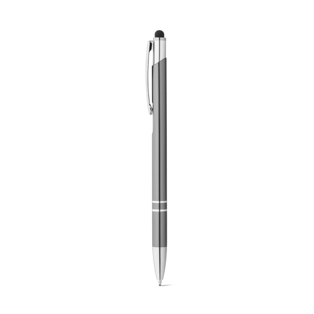 GALBA. Aluminium balpen met touch tip en clip - met logo of onbedrukt bestellen - Gun metal