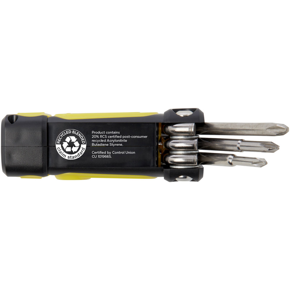 Octo 8-in-1 schroevendraaierset van RCS gerecycled plastic met zaklamp