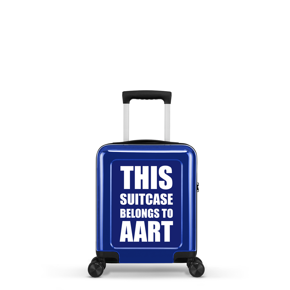 STICKERCASE® 14" Handbagage mini donker blauw - met gepersonaliseerde sticker en/of individuele namen