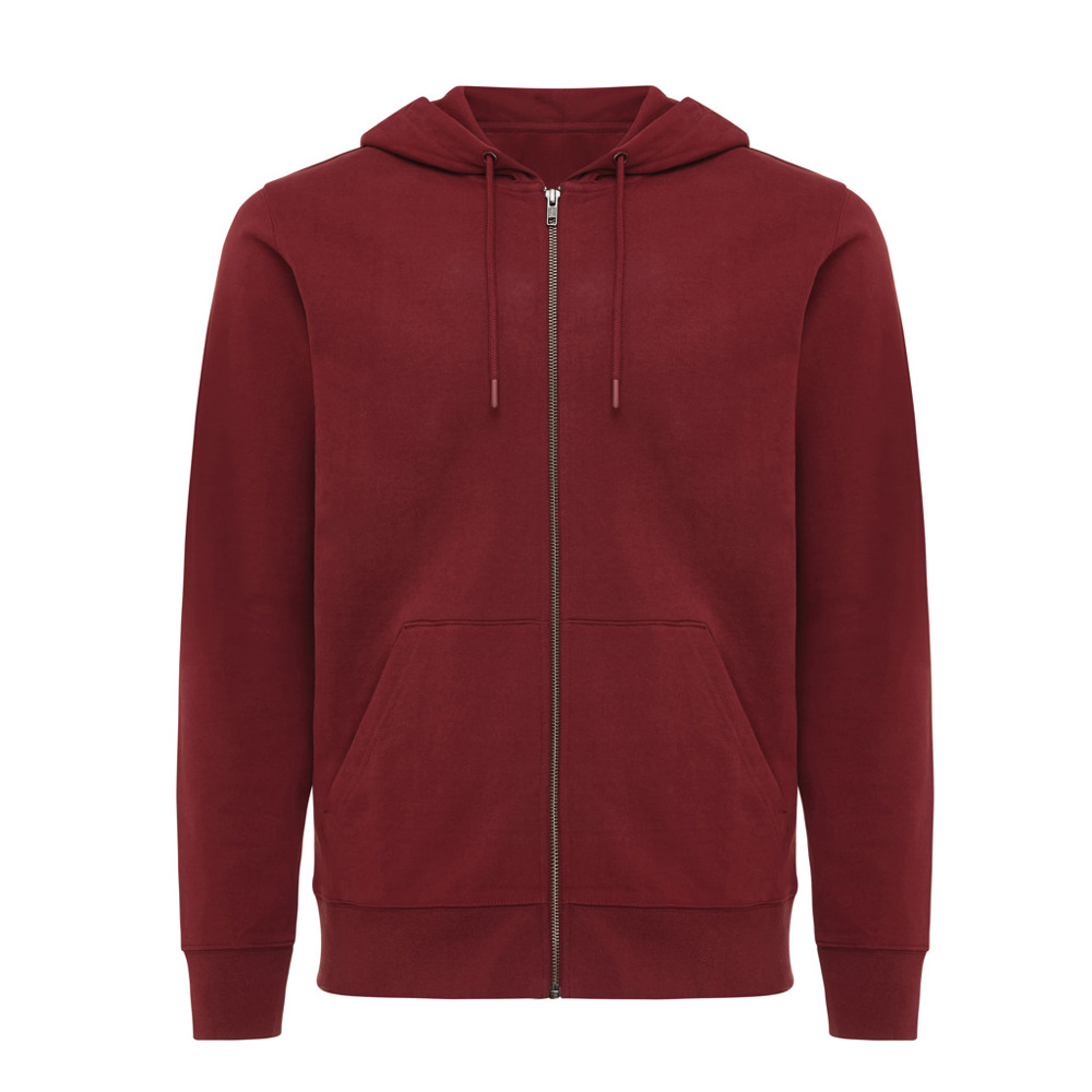 IQONIQ Abisko gerecycled katoen hoodie met rits - met logo of onbedrukt bestellen - bordeauxrood (± PMS 19-1724TCX)