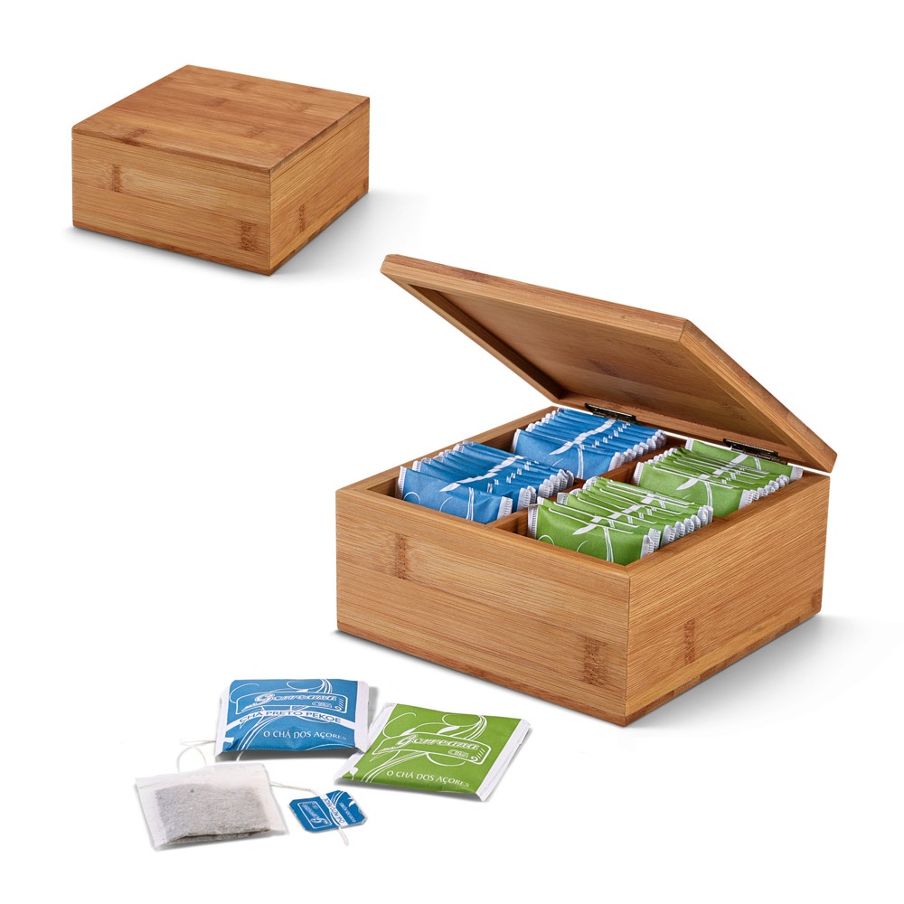 ARNICA. 4-delige bamboe theedoos met magneetsluiting - voor bedrijven en relatiegeschenken