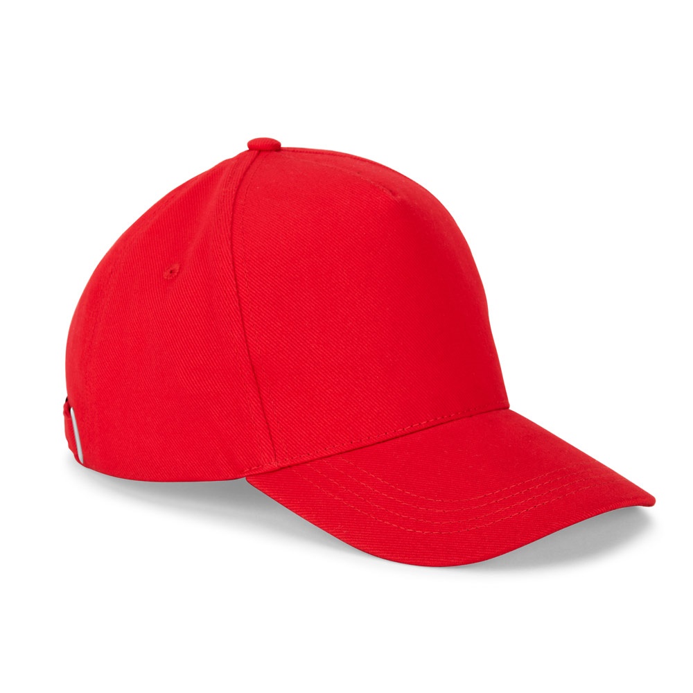 ASHTON. Pet van 100% katoen (260 gsm) met 5 panelen - met logo of onbedrukt bestellen - Rood