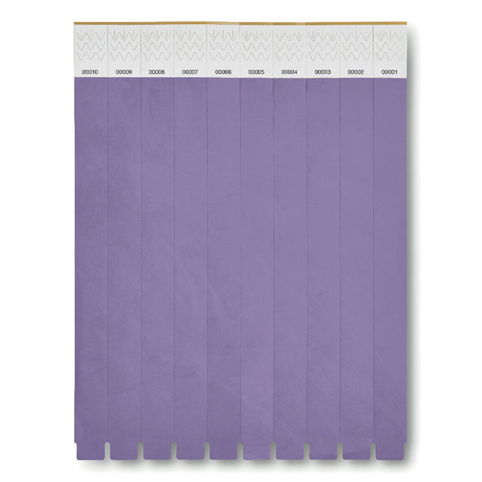 TYVEK - 1 Vel met 10 event armbandjes - voor bedrijven en relatiegeschenken - violet