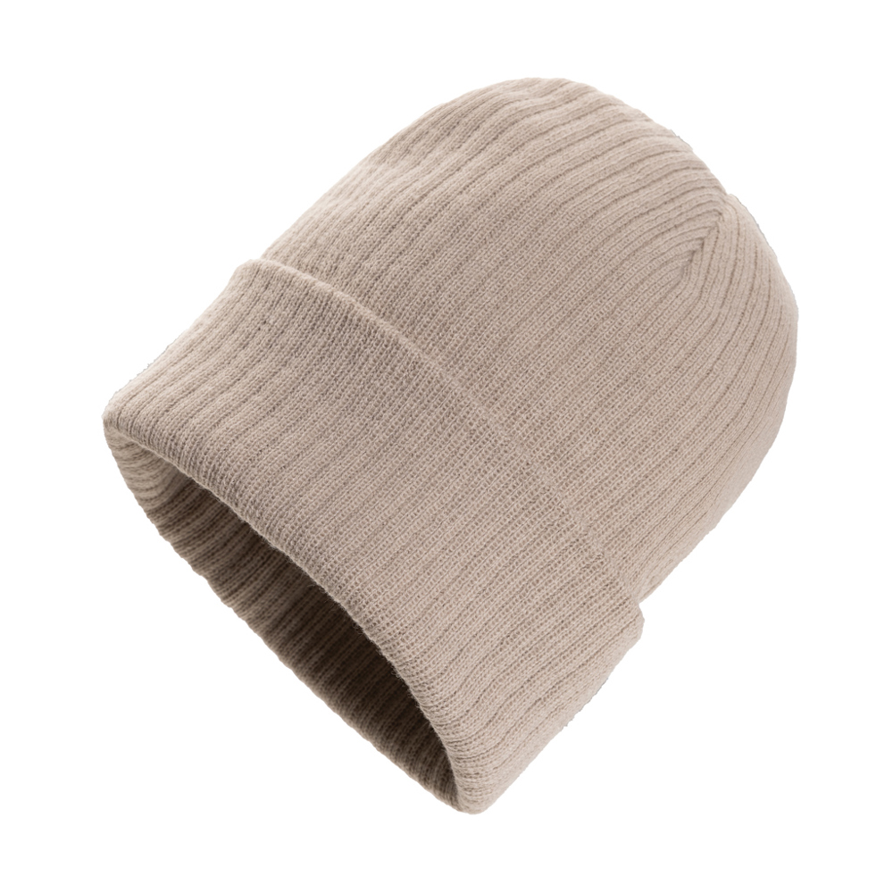 Pryor AWARE™ Polylana® beanie met omslag - voor bedrijven en relatiegeschenken - desert (± PMS 7528 C)