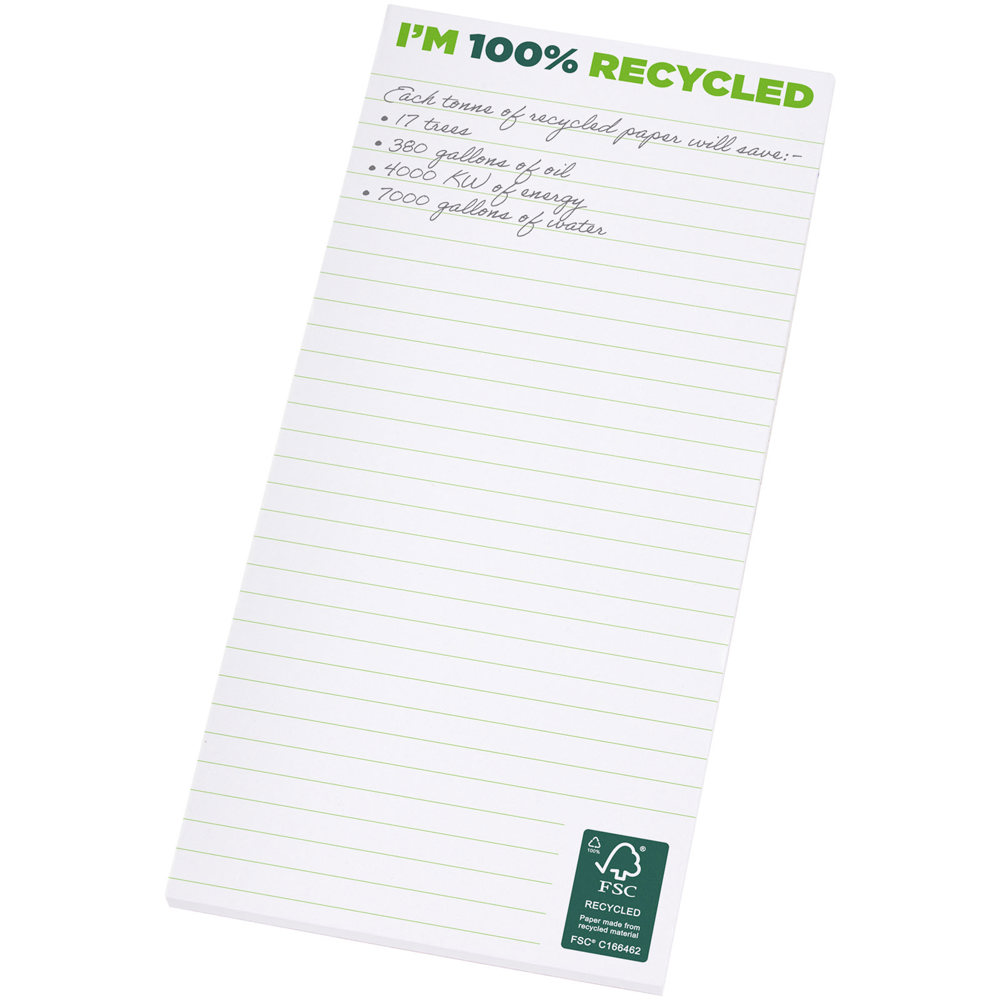 Desk-Mate® gerecycled 1/3 A4 kladblok - met logo of onbedrukt bestellen