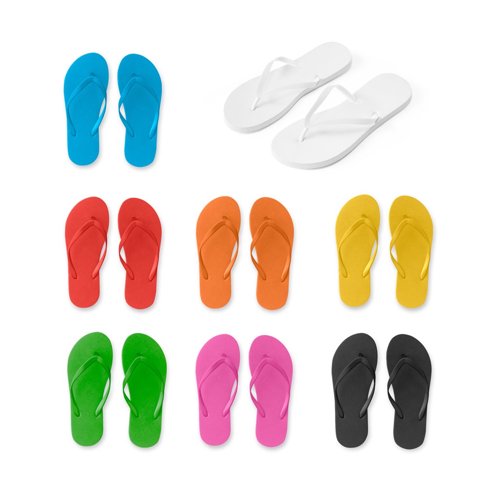 MAUPITI L / XL. Comfortabele slippers met EVA-zolen en PVC-bandjes - bedrukt of onbedrukt verkrijgbaar