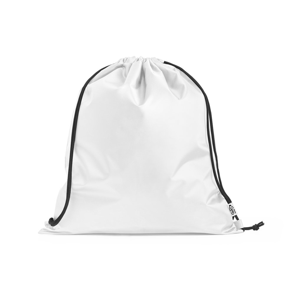 PEMBA. Gerecycled polyester (100% rPET) 190T drawstring rugtas - voor bedrijven en relatiegeschenken - wit