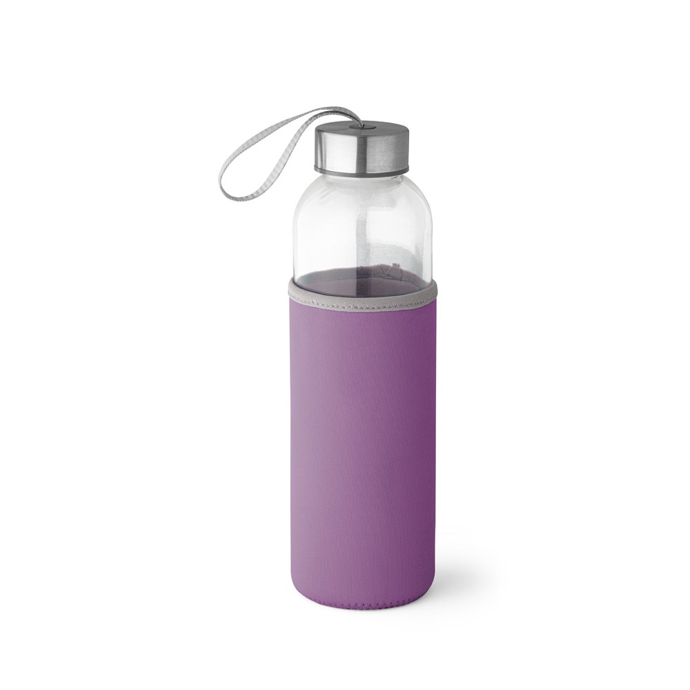 RAISE. Sportfles glas en roestvrij staal 520 mL - voor bedrijven en relatiegeschenken - Paars
