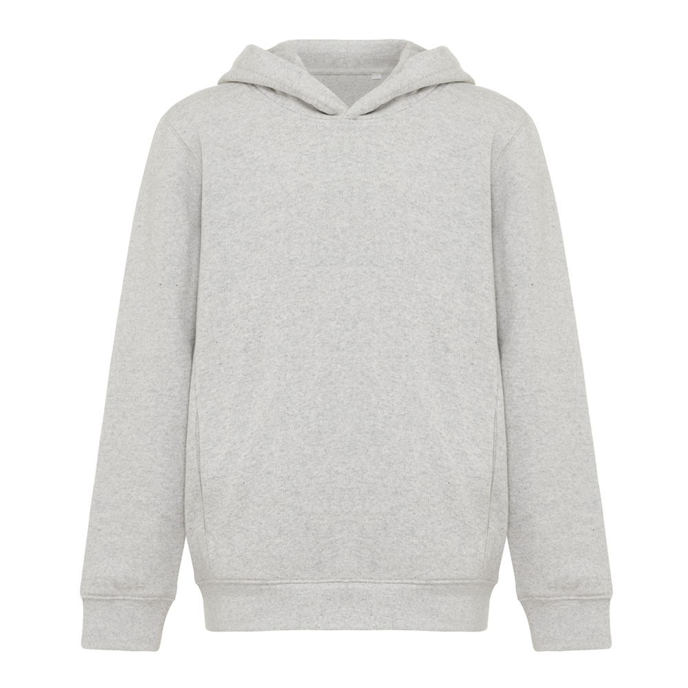 IQONIQ Yengo kids recycled katoen hoodie met steekzakken - bedrukt of onbedrukt verkrijgbaar - light heather grey (± PMS light heather grey)