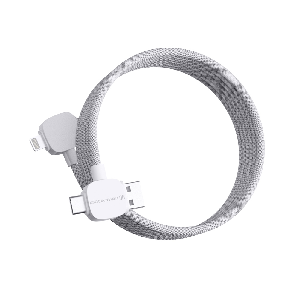 Urban Vitamin Stockton 65W gerecycled TPE/PET magn. kabel - kopen of bedrukken - wit (± PMS White)