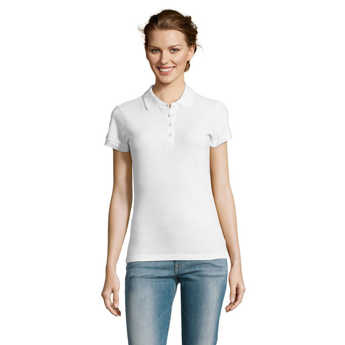 PEOPLE - PEOPLE dames polo 210g - voor bedrijven en relatiegeschenken - Wit