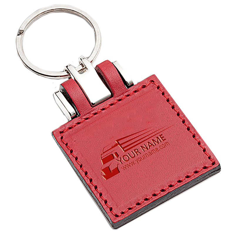 Sleutelhanger P02628, Kunstleder - bedrukt of onbedrukt verkrijgbaar - rood