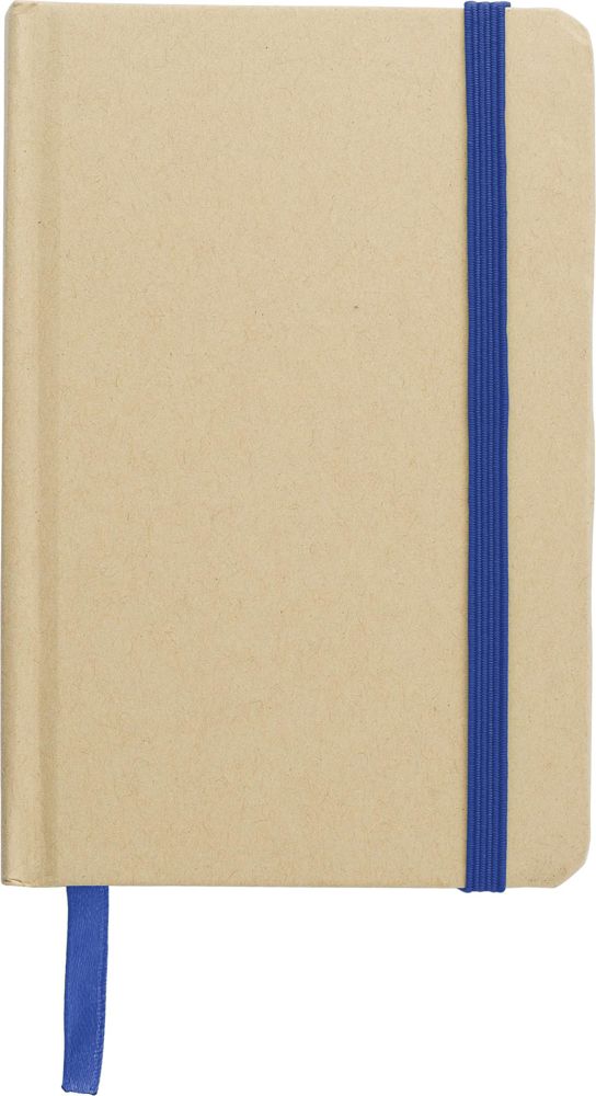 Gerecycled papieren notitieboek (A6) John - met logo of onbedrukt bestellen - blauw