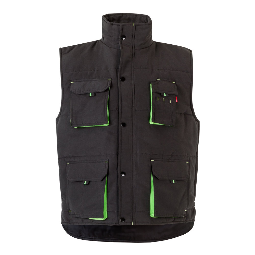 VL NERGAL. Gewatteerd vest, tweekleurig, met meerdere zakken (120g/m²), van polyester (100%) - kopen of - Zwart, Groen