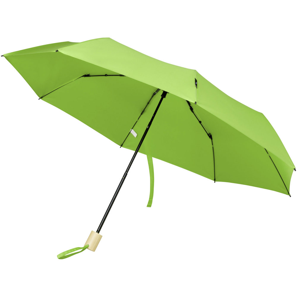 Birgit 21'' opvouwbare windproof gerecyclede PET-paraplu - bedrukt of onbedrukt verkrijgbaar - Limegroen