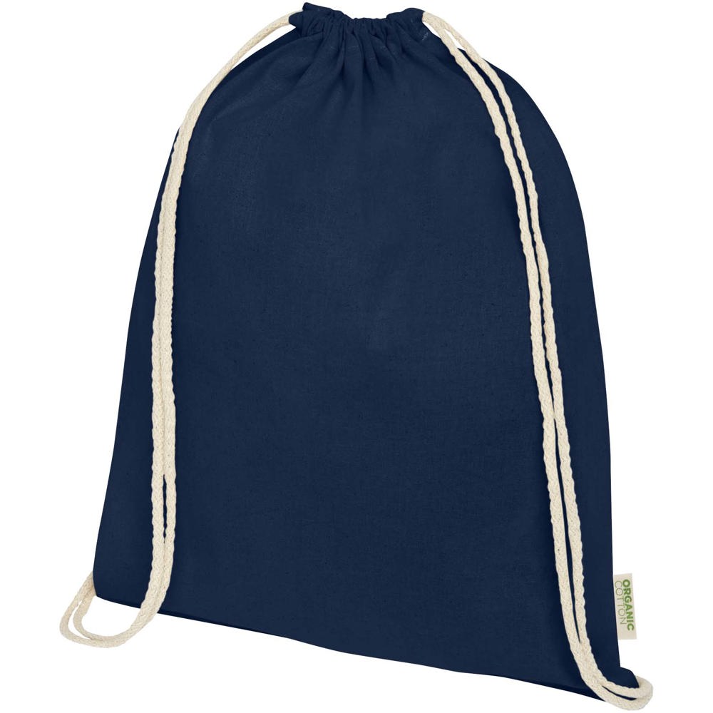 Odisha 140 g/m² OCS biologisch katoenen trekkoordtas 5L - met logo of onbedrukt bestellen - Marineblauw
