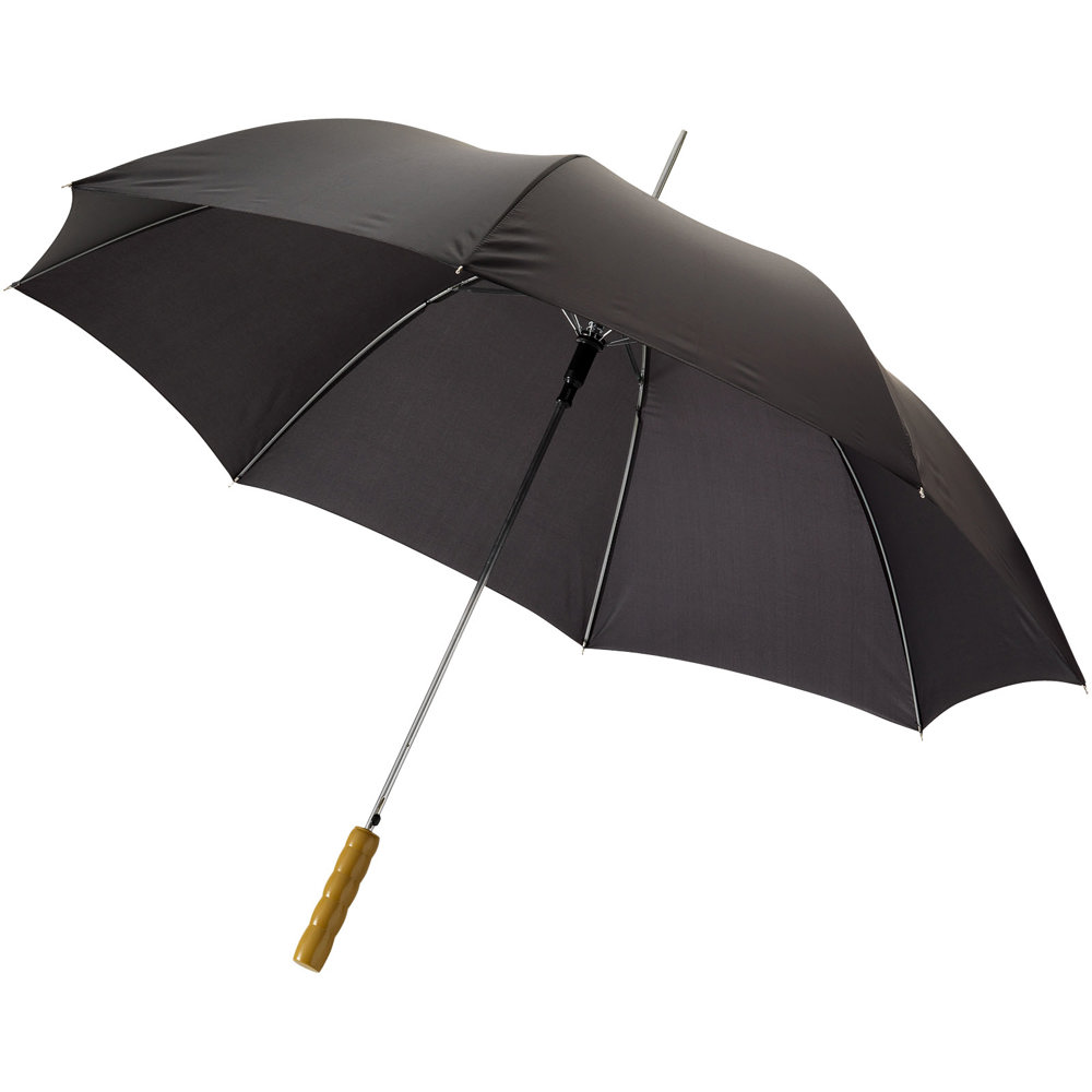 Lisa 23'' automatische paraplu met houten handvat - voor bedrijven en relatiegeschenken - Zwart