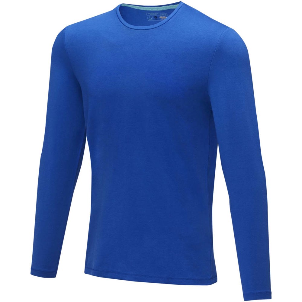 Ponoka biologisch heren t-shirt met lange mouwen - kopen of bedrukken - blauw