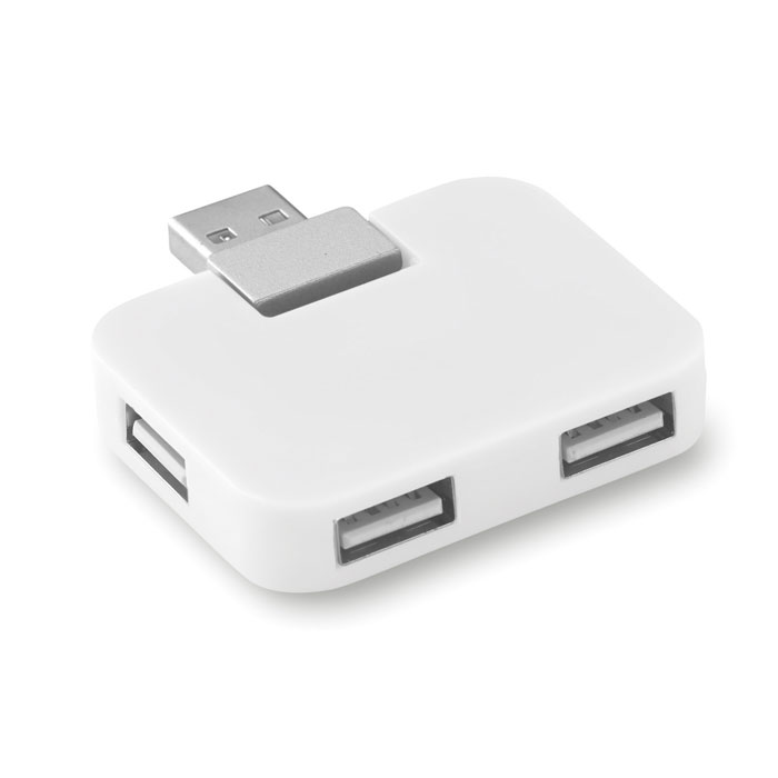 SQUARE - USB hub 4 poorten - met logo of onbedrukt bestellen - Wit