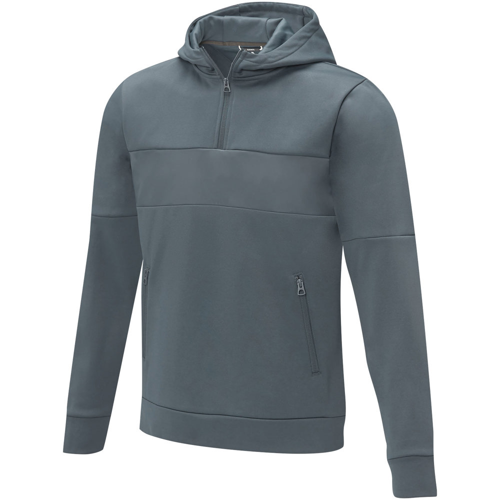 Sayan anorak heren sweater met halve rits en capuchon - voor bedrijven en relatiegeschenken - Staalgrijs