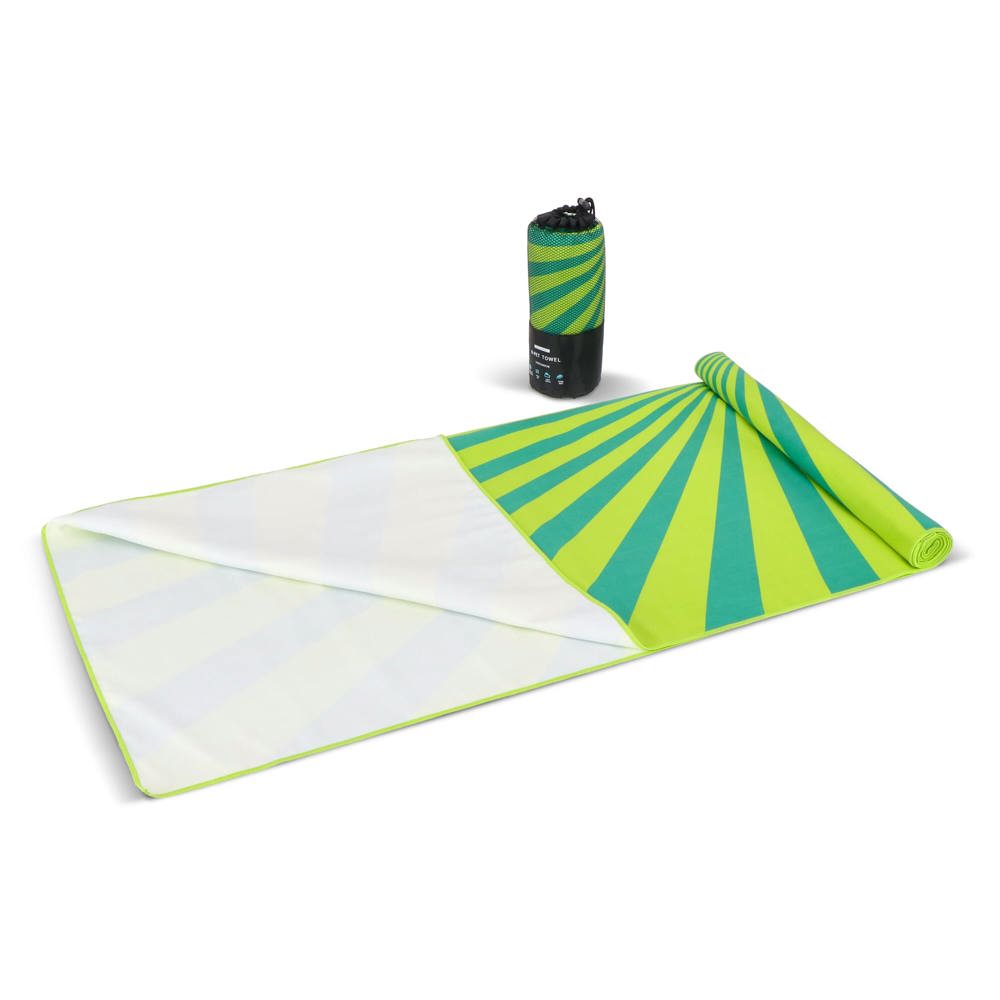 R-PET sneldrogende strandlaken 100x180cm met opbergzak (200g/m²) sublimatie - Lichtgroen