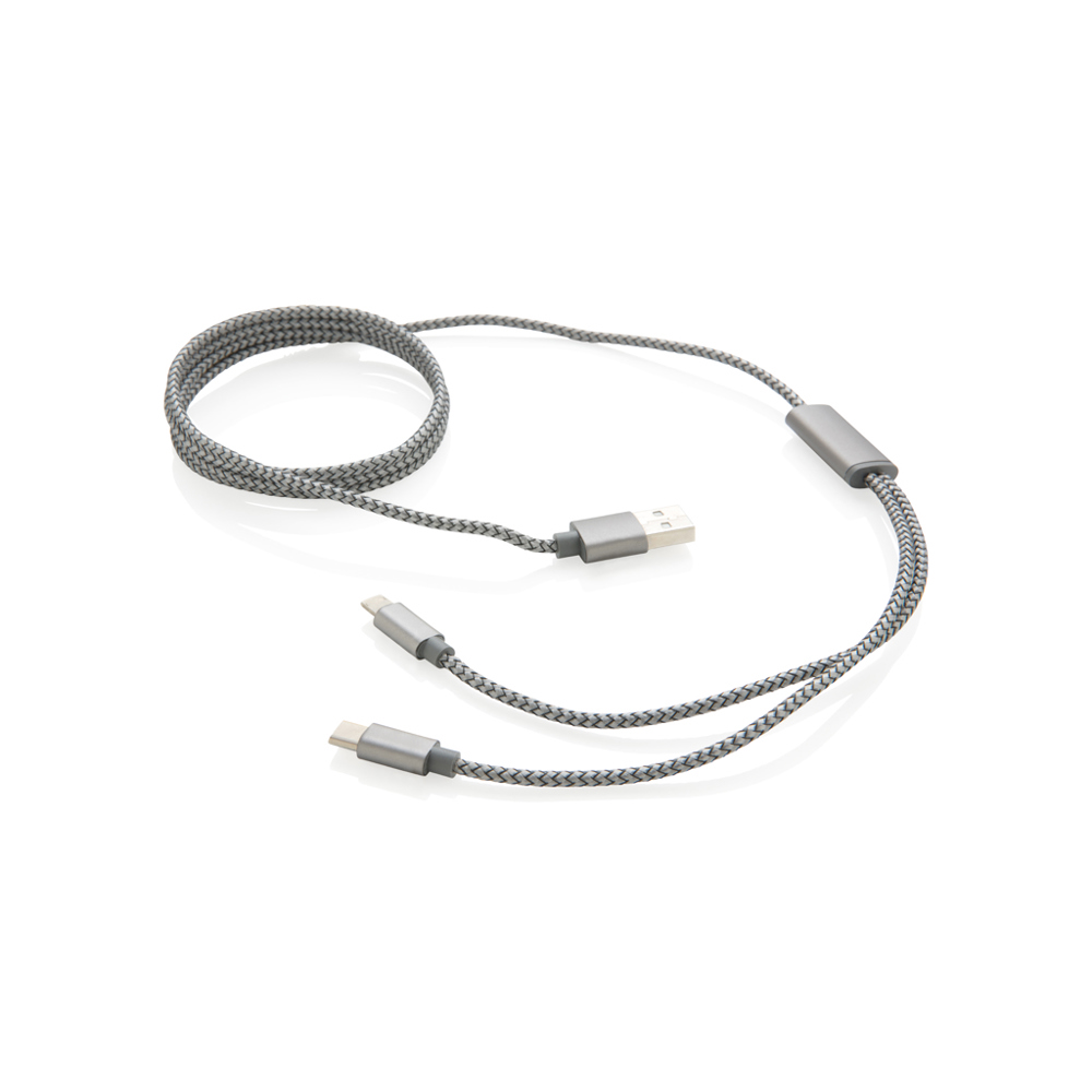 3-in-1 gevlochten nylon kabel - bedrukt of onbedrukt verkrijgbaar