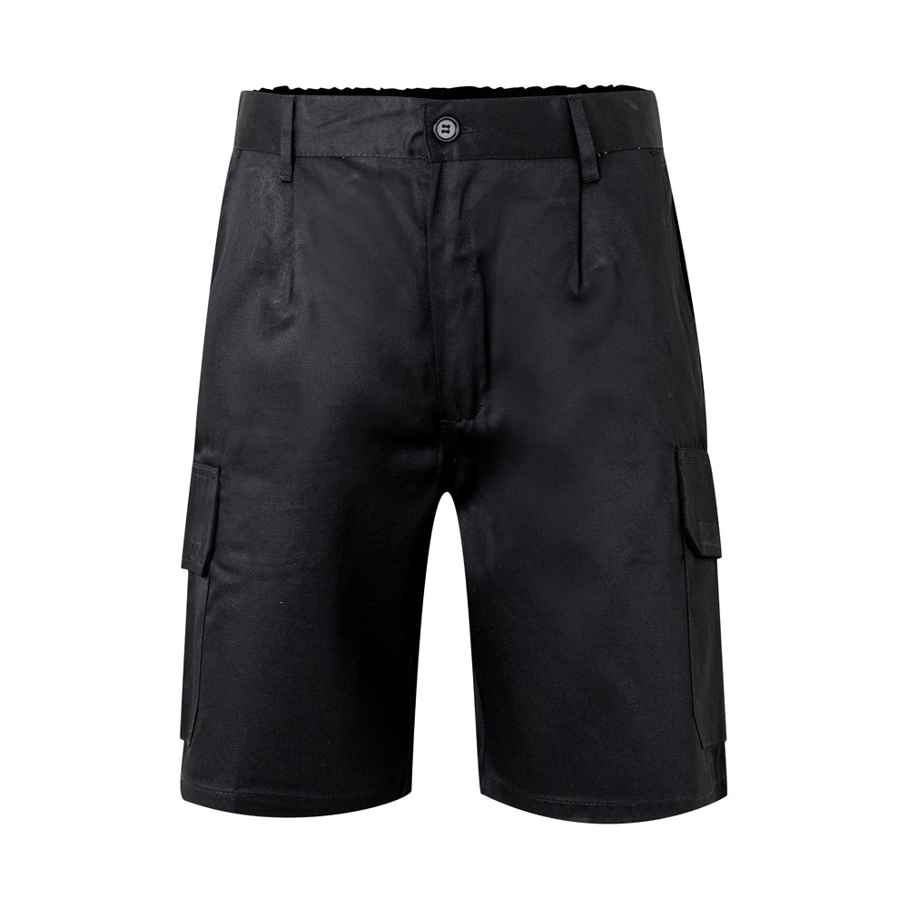 VL CHIONE. Bermuda in keperstof met meerdere zakken (200g/m²), van katoen (35%) en polyester (65%) - met logo - Zwart