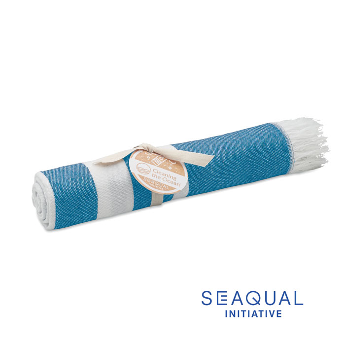 WAVE - SEAQUAL® hamamdoek 100x170 - met logo of onbedrukt bestellen - turquoise