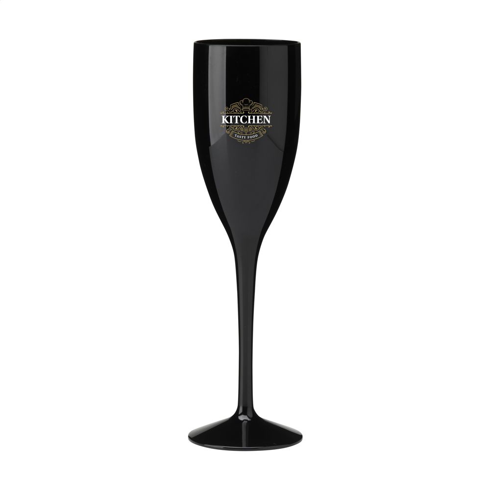 Lunaire Herbruikbaar Kunststof Champagneglas 150 ml - met logo of onbedrukt bestellen - Zwart