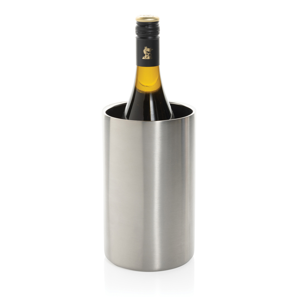 Vino RCS-gecertificeerde gerecyclede rvs wijnkoeler - voor bedrijven en relatiegeschenken - zilver (± PMS 428)