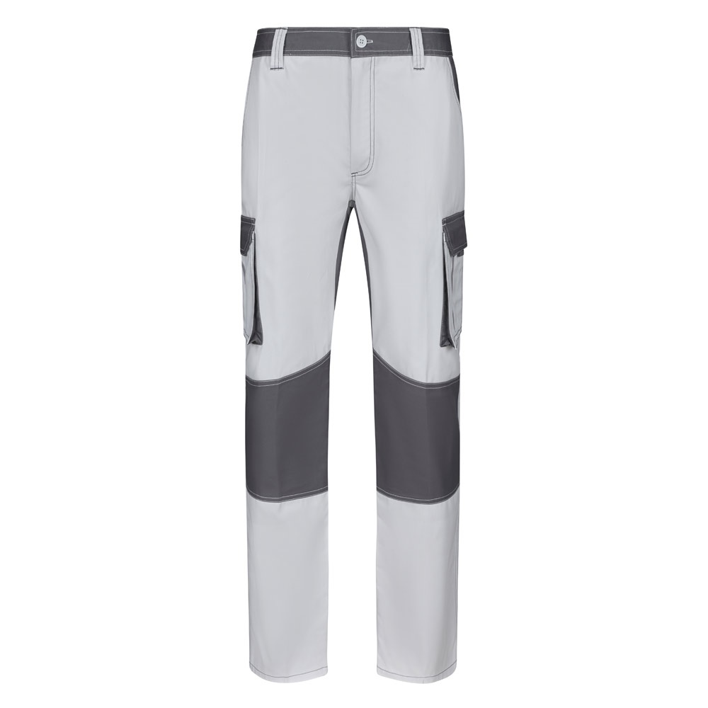 VL NJORD. Tweekleurige keperbroek met meerdere zakken (240 g/m²), van katoen (35%) en polyester (65%) - voor - Wit