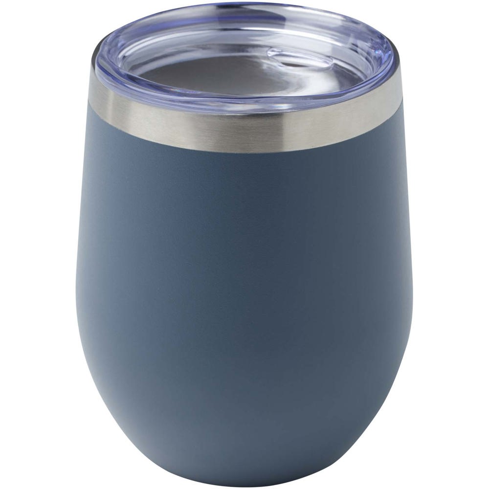 Corzo 350 ml RCS-gecertificeerde koperen beker met vacuümisolatie van gerecycled roestvrij staal - bedrukt of - Hale blauw