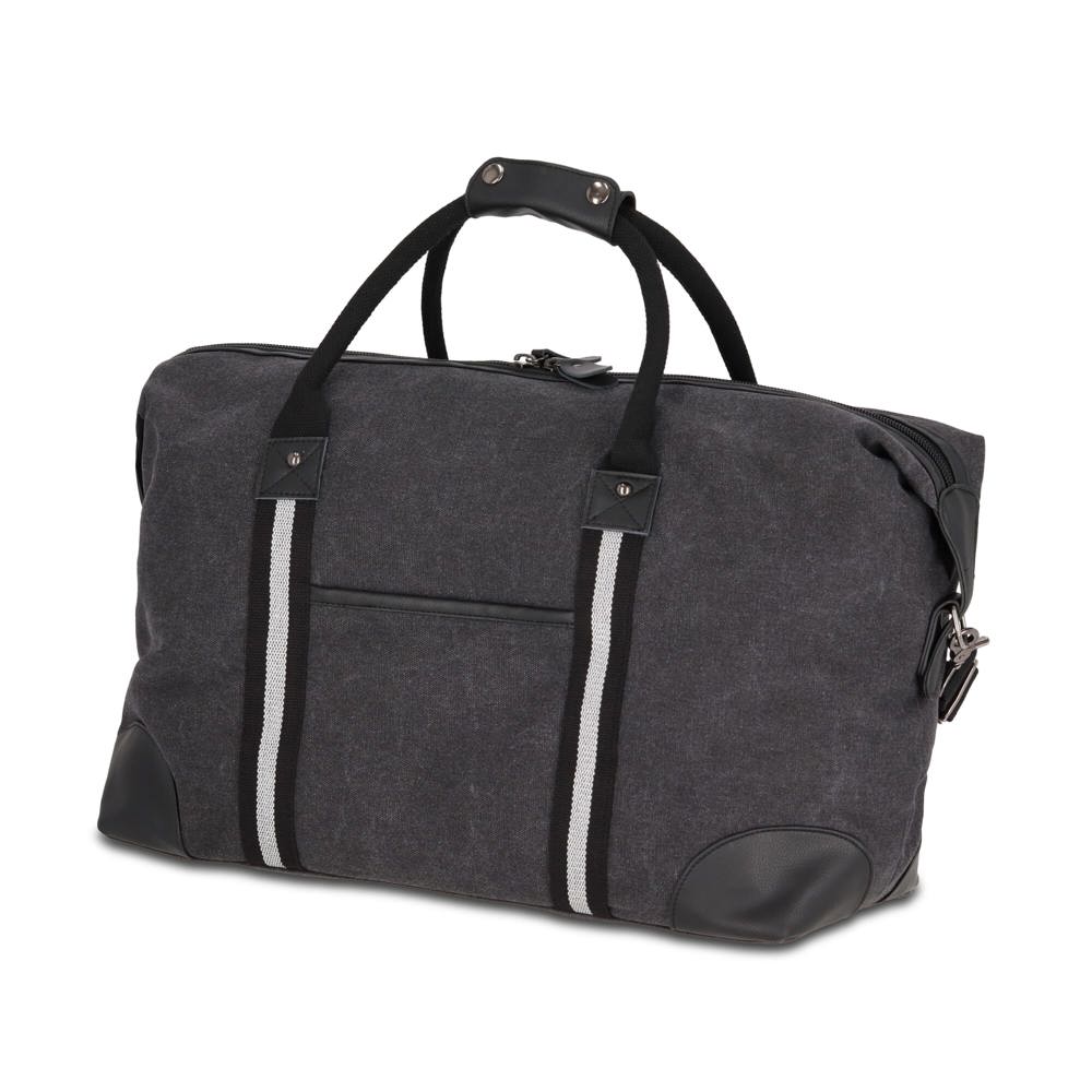 Gerecycled katoenen canvas weekendtas Harper - voor bedrijven en relatiegeschenken - donker grijs