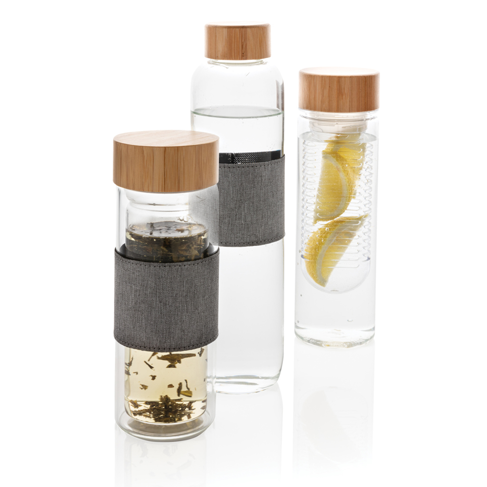 Impact dubbelwandige borosilicaat glazen drinkfles - voor bedrijven en relatiegeschenken