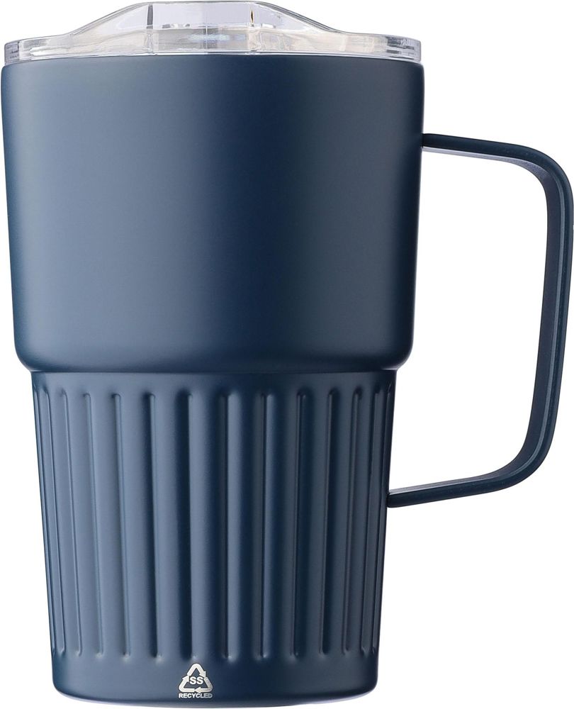 Gerecyclede roestvrijstalen to go mok (450 ml) Calo - met logo of onbedrukt bestellen - blauw