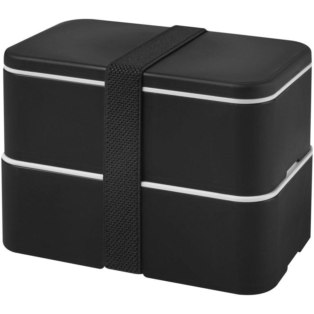 MIYO 700+700 ml dubbellaagse lunchbox - met logo of onbedrukt bestellen - Zwart, Zwart, Zwart