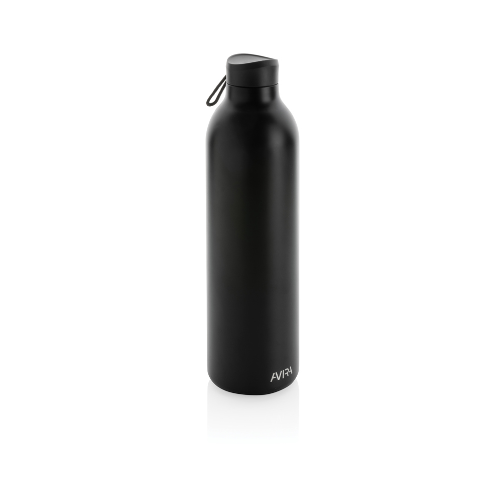 Avira Avior RCS gerecycled roestvrijstalen fles 1L - kopen of bedrukken - zwart (± PMS Black)