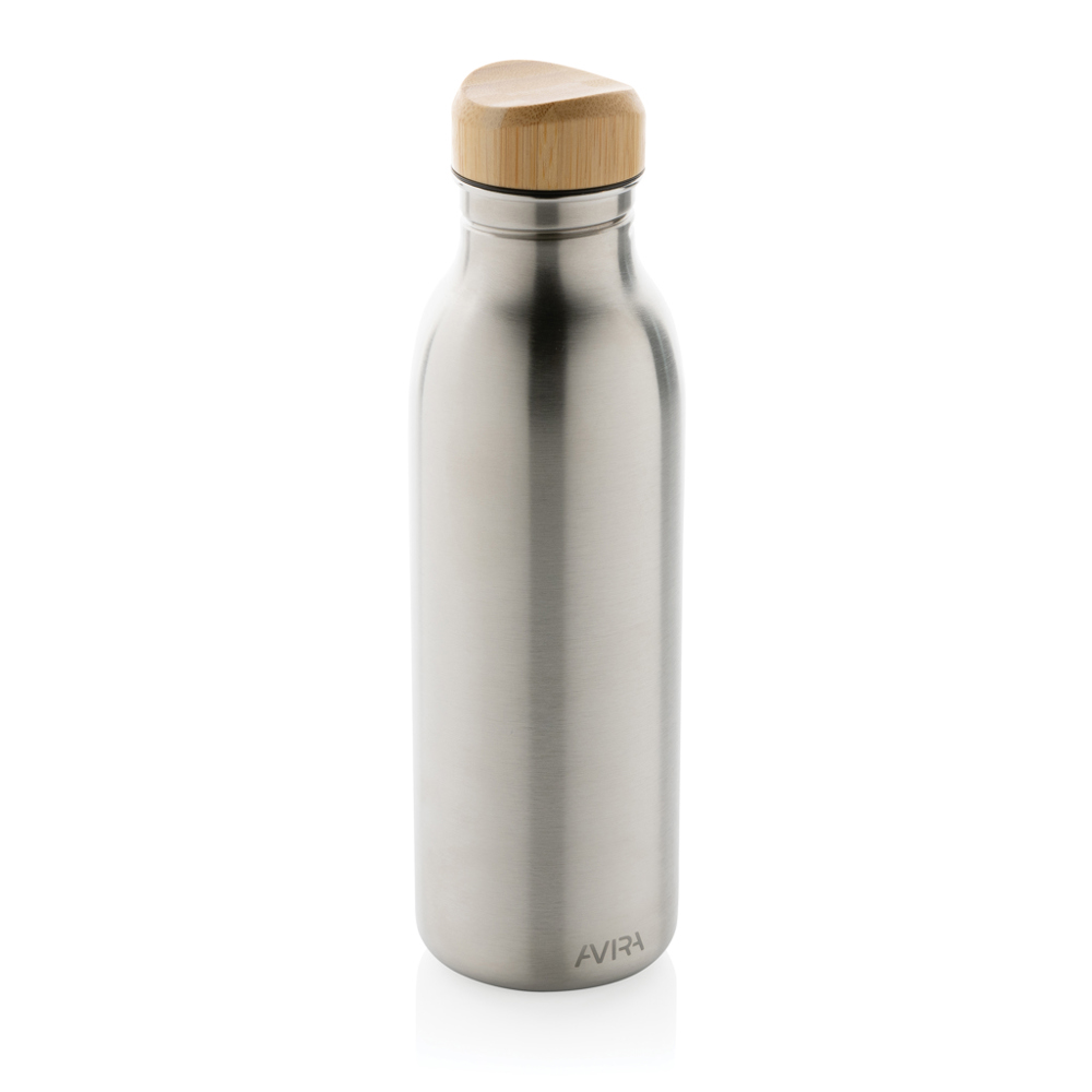 Avira Alcor RCS gerecycled RVS enkelwandige waterfles 600ML - bedrukt of onbedrukt verkrijgbaar - zilver (± PMS 428)