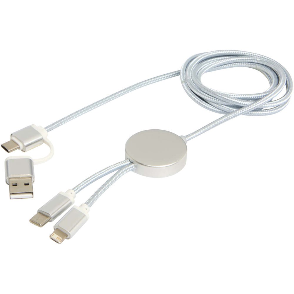 Alasia 5-in-1 150 cm datasynchronisatie- en 27 W snellaadkabel van gerecycled aluminium en plastic