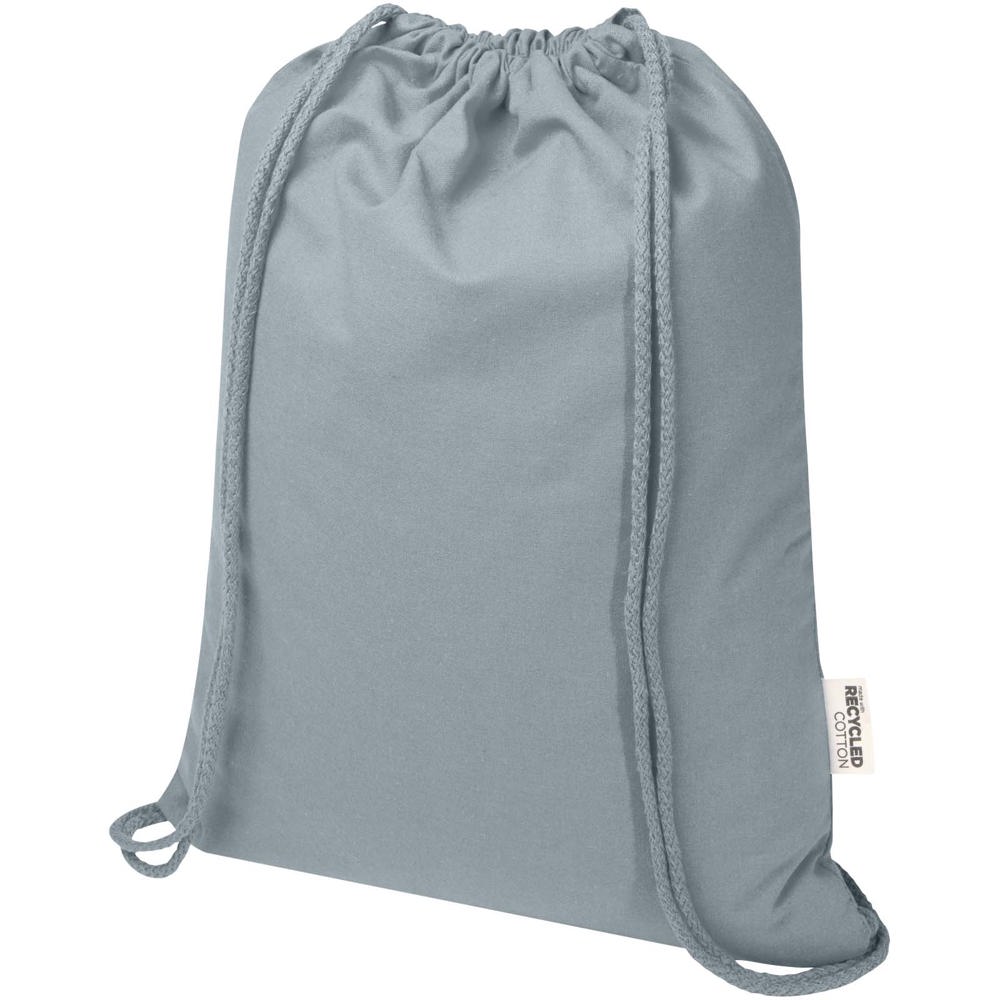 Oregon Blend 140 g/m² GRS gerecyclede tas met trekkoord 5 l - met logo of onbedrukt bestellen - Grijs