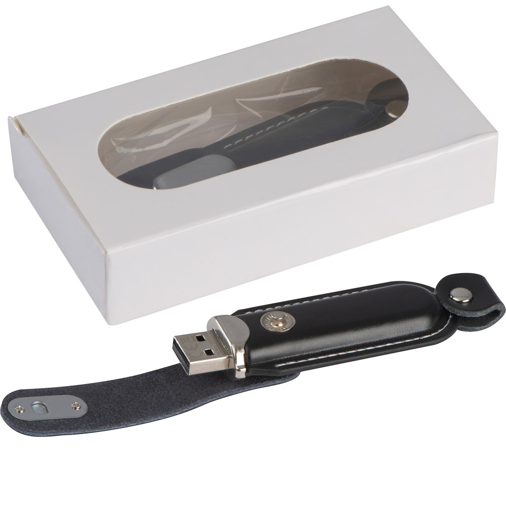 USB-stick van leder, 4GB - voor bedrijven en relatiegeschenken