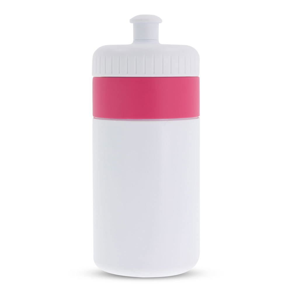 Sportbidon met rand 500ml - voor bedrijven en relatiegeschenken - Wit / Roze