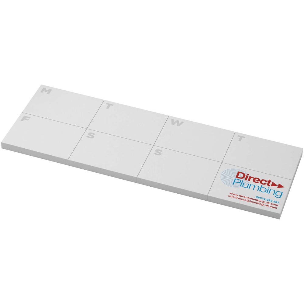 Sticky-Mate® gerecyclede sticky notes met bedrukte planner - voor bedrijven en relatiegeschenken - Wit