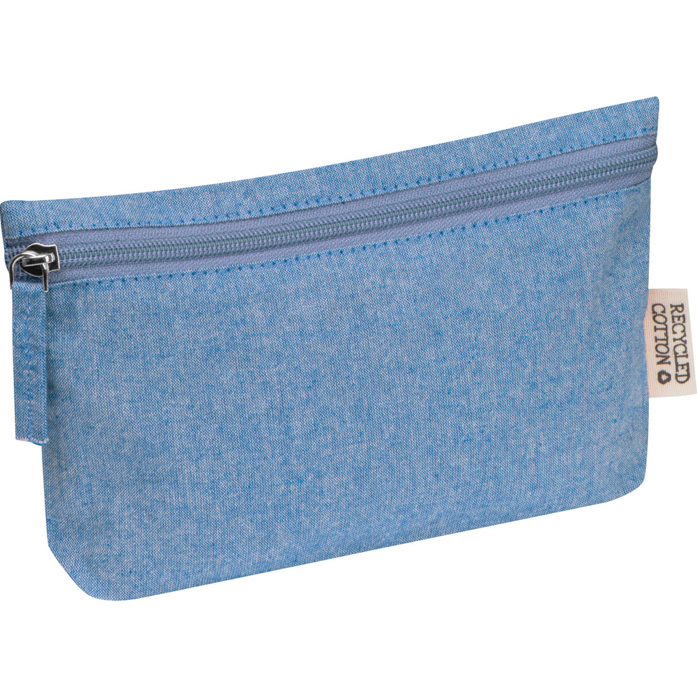Katoenen tasje met rits - met logo of onbedrukt bestellen - blauw